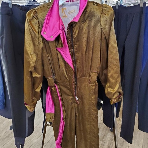 Skea vintage ski jumper brown pink lined used size 6 padded shoulders 90’s - Picture 4 of 14